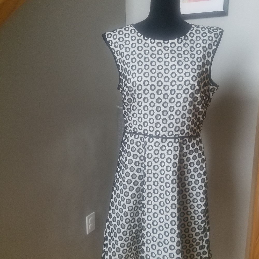 J. Crew White/Black Embroidery Dress